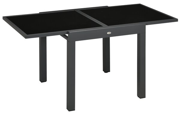 Outsunny Masă de Grădină Extensibilă cu Blat din Sticlă 80-160x80x75 cm Negru | Aosom Romania