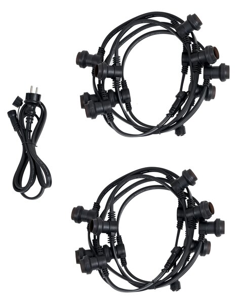 Ghirlandă luminoasă neagră conectabilă cu priză 10m, incl. 20 becuri E27 P45, IP64 - Lubber