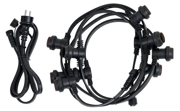 Ghirlandă luminoasă neagră conectabilă cu priză, 6m, 10 lumini E27, IP64 - Lubber