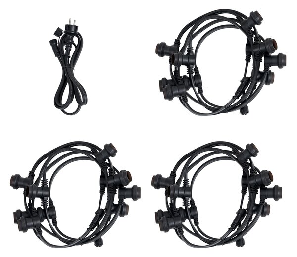 Ghirlandă luminoasă conectabilă neagră cu priză 14m incl. E27 P45 30 lumini IP64 - Lubber