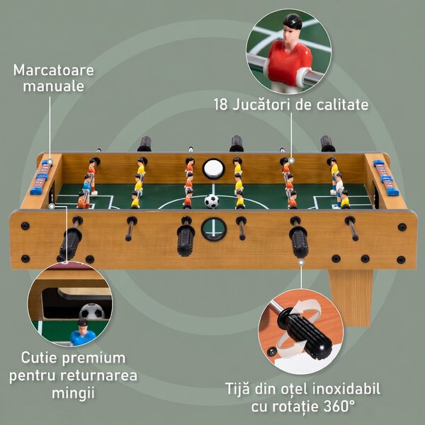 HOMCOM Masă de fotbal pentru copii de peste 6 ani 2 mingi 18 jucători 69 x 37 x 24 cm | Aosom Romania
