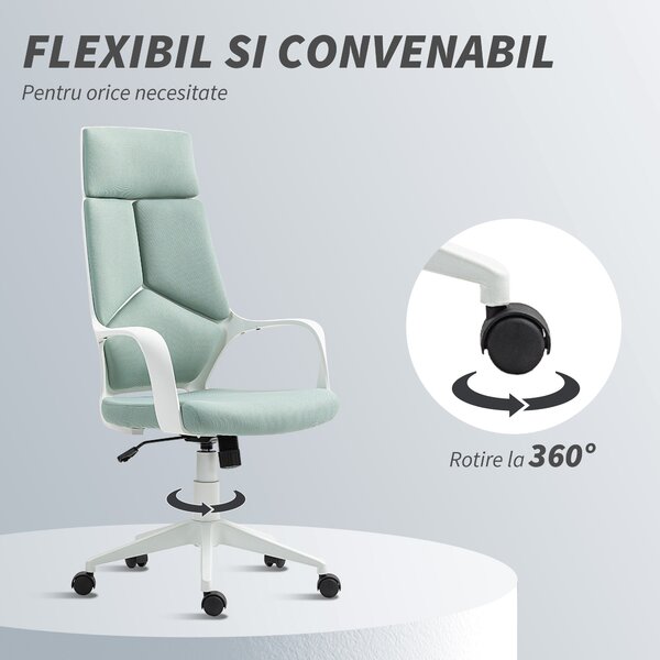 HOMCOM Scaun pentru Birou sau Gaming în Material Textil cu Spătar Înalt Verde | Aosom Romania
