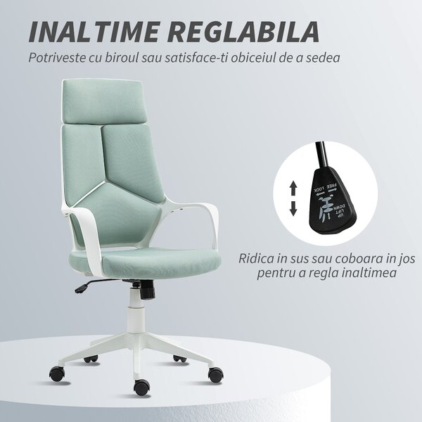 HOMCOM Scaun pentru Birou sau Gaming în Material Textil cu Spătar Înalt Verde | Aosom Romania