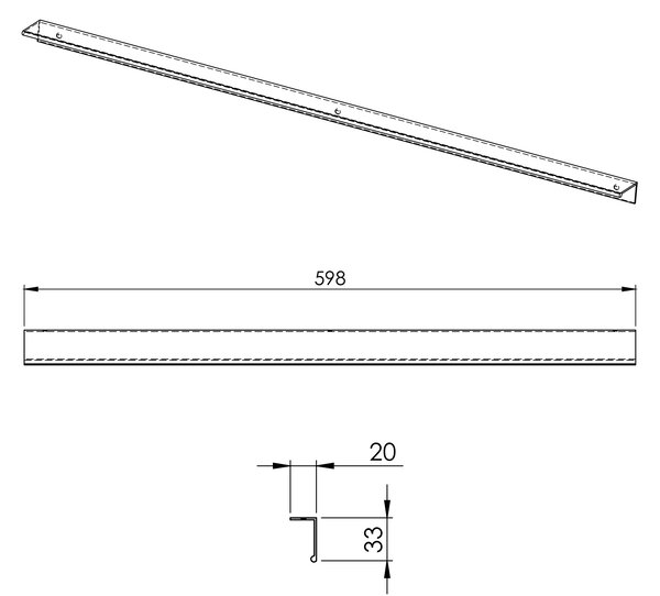 Elita Look, mâner pentru dulap 60 cm 1 buc, negru mat, ELT-167515