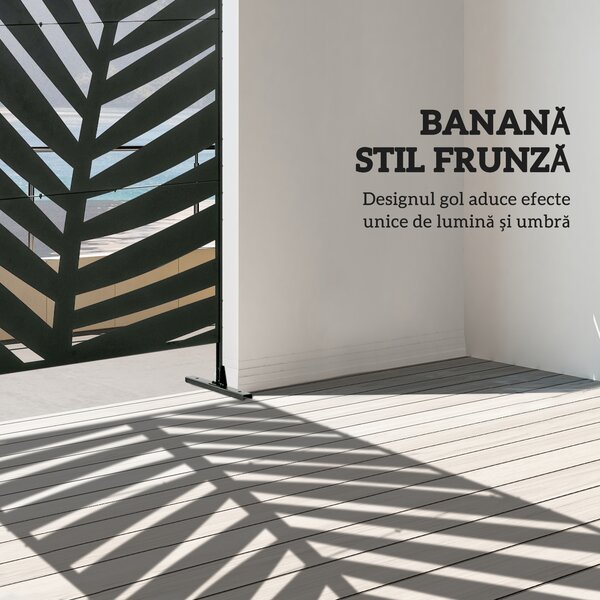 Outsunny Panou de Intimitate pentru Exterior din Metal, 122 x 198 cm, Separator Decorativ cu Suport și Șuruburi de Expansiune, Panou Autoportant pentru Grădină, Terasă, Piscină, Frunză de Bananier | Aosom Romania