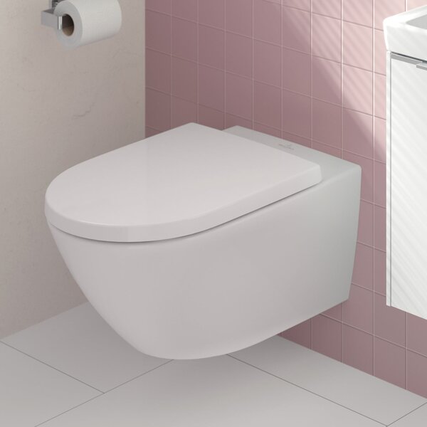 Villeroy & Boch Subway 3.0 set vas și capac agăţat fără margine alb lucios 4670TS01