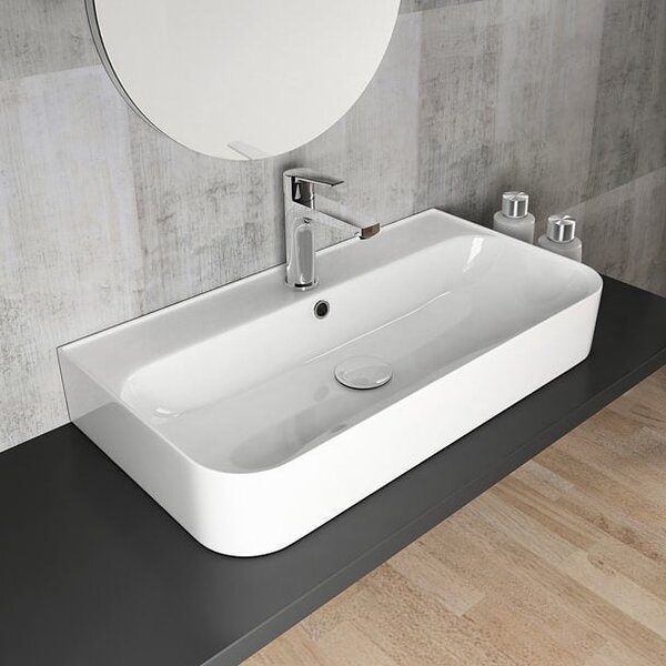 Isvea Sistema lavoar 70x38 cm dreptunghiular clasică-de blat alb luciu 10PL53070