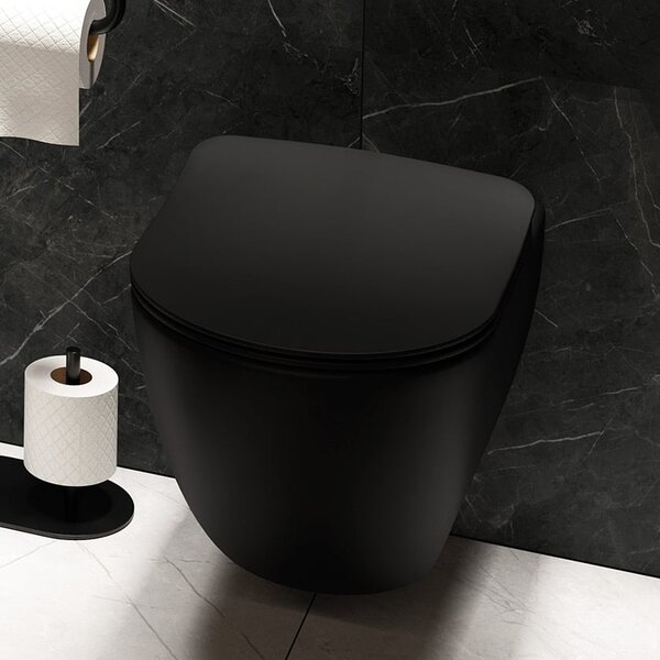 Deante Peonia vas wc cu capac soft-close agăţat fără margine negru mat CDEDNZPW