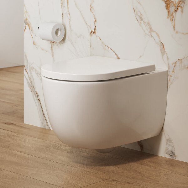 Cersanit Navado vas wc cu capac soft-close agăţat fără margine cu spălare turbionară alb lucios S4036-001