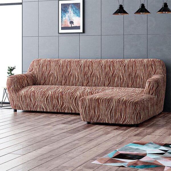 Huse bielastice UNIVERSO NOU dungi maro canapea cu otoman dreapta (l. 170 - 300 cm)