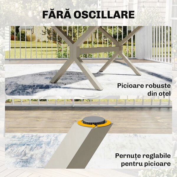 Outsunny Masă Extensibilă de Grădină pentru 8-10 Persoane, din Aluminiu și Oțel, 154/214x85x73 cm, Gri | Aosom Romania