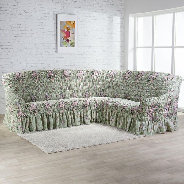 Huse elastice cu volan FIORELA verzue colţar (l. 350 - 530 cm)