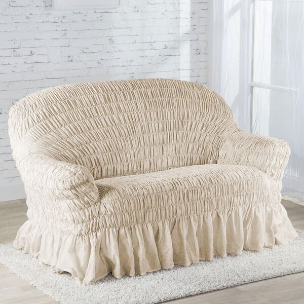 Huse elastice cu volan FIORELA bej colţar (l. 350 - 530 cm)