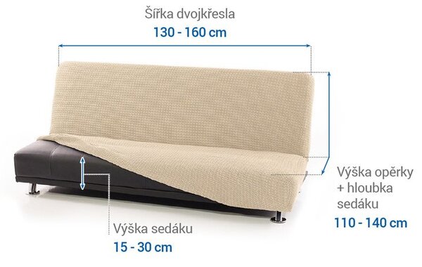 Huse care se întind foarte bine NIAGARA smântânii 2fotoliu cu manere de lemn (l. 130 - 160 cm)