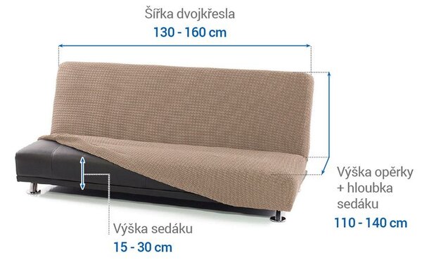 Huse care se întind foarte bine NIAGARA alunei 2fotoliu cu manere de lemn (l. 130 - 160 cm)