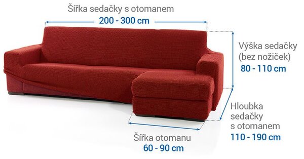 Huse care se întind foarte bine NIAGARA cărămizii canapea cu otoman dreapta (l. 200 - 300 cm)