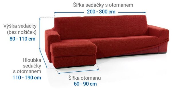 Huse care se întind foarte bine NIAGARA cărămizii canapea cu otoman stânga (l. 200 - 300 cm)