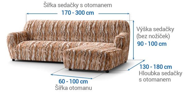 Huse bielastice OCEANO NOU cărămizii canapea cu otoman dreapta (l. 170 - 300 cm)