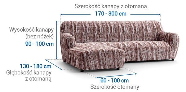 Huse bielastice OCEANO NOU bordo-maroniu canapea cu otoman stânga (l. 170 - 300 cm)
