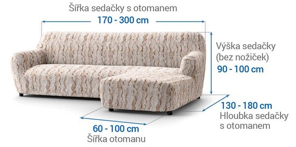Huse bielastice OCEANO NOU bej canapea cu otoman dreapta (l. 170 - 300 cm)