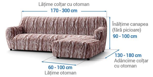 Huse bielastice OCEANO NOU bordo-maroniu canapea cu otoman dreapta (l. 170 - 300 cm)