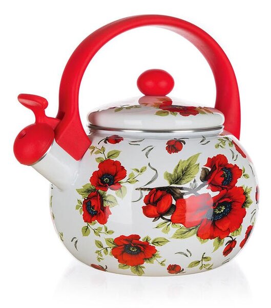 Ceainic smălţuit cu fluier POPPY, 2,2 l