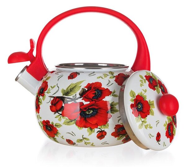 Ceainic smălţuit cu fluier POPPY, 2,2 l