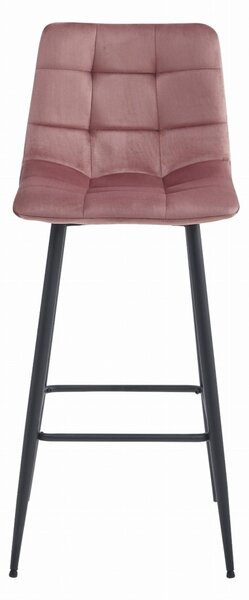 Scaun de bar ARCETO VELVET cu picioare negre, roz