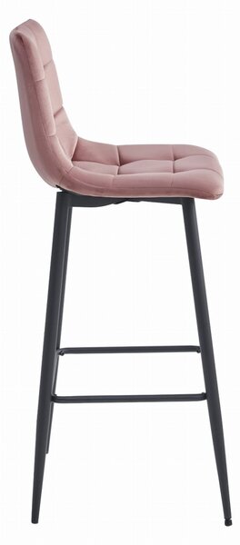 Scaun de bar ARCETO VELVET cu picioare negre, roz