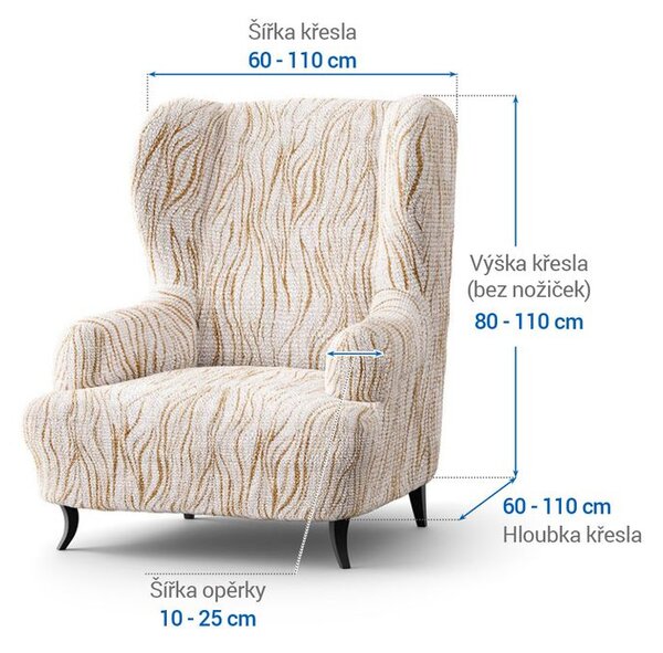 Huse bielastice UNIVERSO NOU bej cu dungi fotoliu clasic (l. 60 - 110 cm)