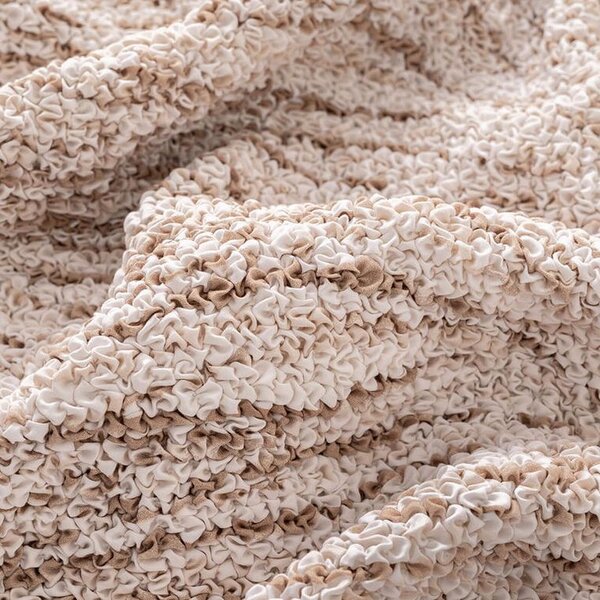 Huse bielastice UNIVERSO NOU bej cu dungi 2fotoliu cu manere de lemn (l. 80 -140 cm)