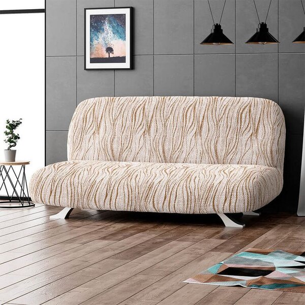 Huse bielastice UNIVERSO NOU bej cu dungi 2fotoliu cu manere de lemn (l. 80 -140 cm)