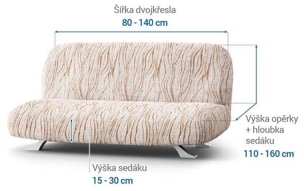 Huse bielastice UNIVERSO NOU bej cu dungi 2fotoliu cu manere de lemn (l. 80 -140 cm)