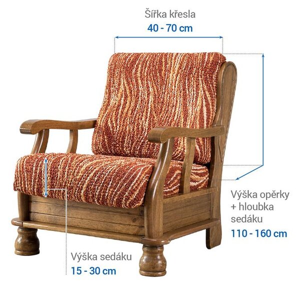 Huse bielastice UNIVERSO NOU dungi cărămizii fotoliu cu manere de lemn (l. 40 - 70 cm)