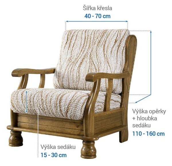 Huse bielastice UNIVERSO NOU bej cu dungi fotoliu cu manere de lemn (l. 40 - 70 cm)