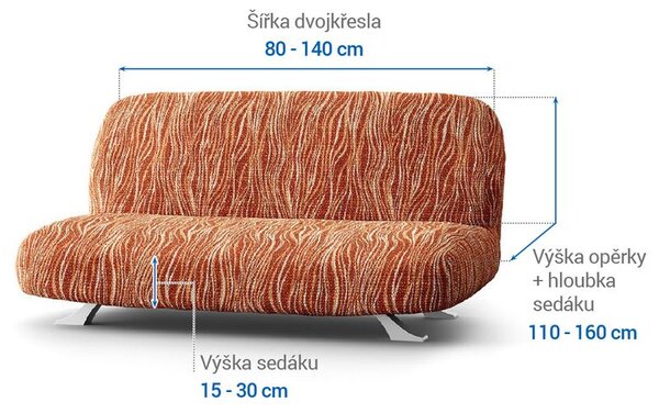 Huse bielastice UNIVERSO NOU dungi cărămizii 2fotoliu cu manere de lemn (l. 80 -140 cm)