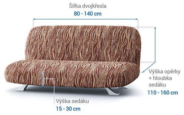 Huse bielastice UNIVERSO NOU dungi maro 2fotoliu cu manere de lemn (l. 80 -140 cm)