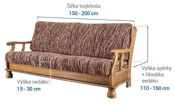 Huse bielastice UNIVERSO NOU dungi maro 3fotoliu cu manere de lemn (l. 150 - 200 cm)