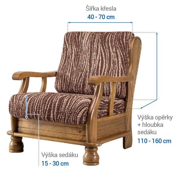 Huse bielastice UNIVERSO NOU dungi maro fotoliu cu manere de lemn (l. 40 - 70 cm)