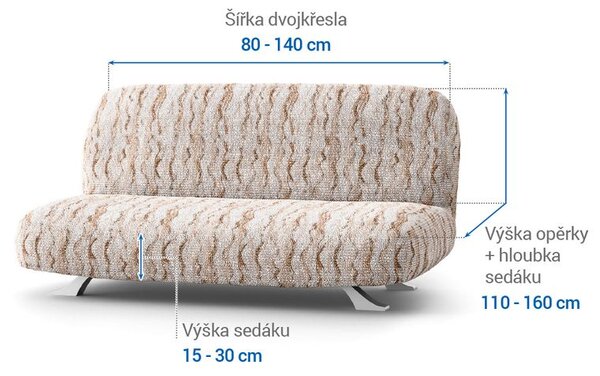 Huse bielastice OCEANO NOU bej 2fotoliu cu manere de lemn (l. 80 -140 cm)