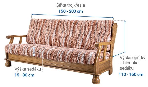 Huse bielastice OCEANO NOU cărămizii 3fotoliu cu manere de lemn (l. 150 - 200 cm)