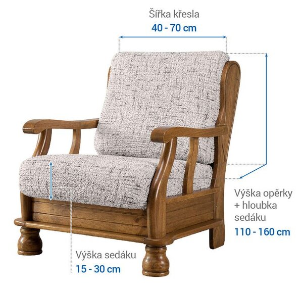 Huse bielastice VITTORIA smântânii fotoliu cu manere de lemn (l. 40 - 70 cm)
