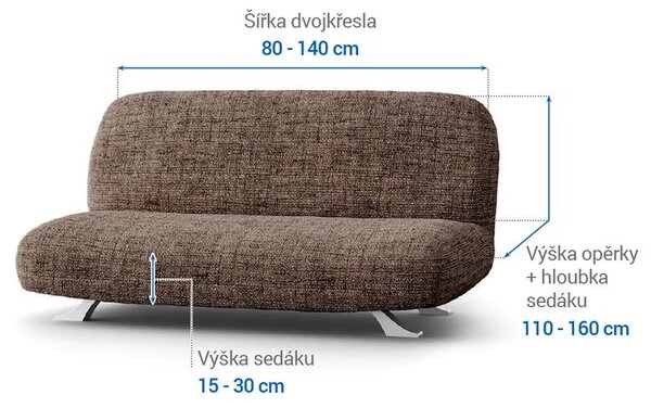 Huse bielastice VITTORIA maro 2fotoliu cu manere de lemn (l. 80 -140 cm)