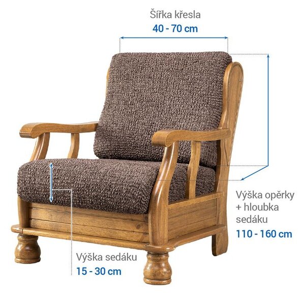 Huse bielastice VITTORIA maro fotoliu cu manere de lemn (l. 40 - 70 cm)