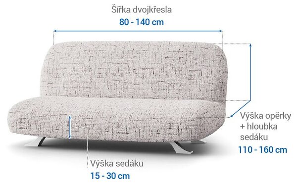 Huse bielastice VITTORIA smântânii 2fotoliu cu manere de lemn (l. 80 -140 cm)