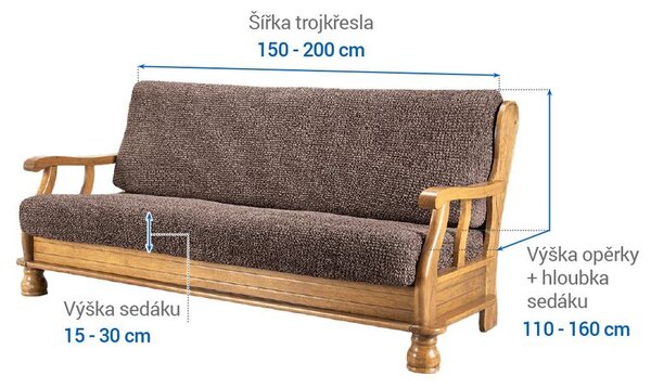 Huse bielastice VITTORIA maro 3fotoliu cu manere de lemn (l. 150 - 200 cm)