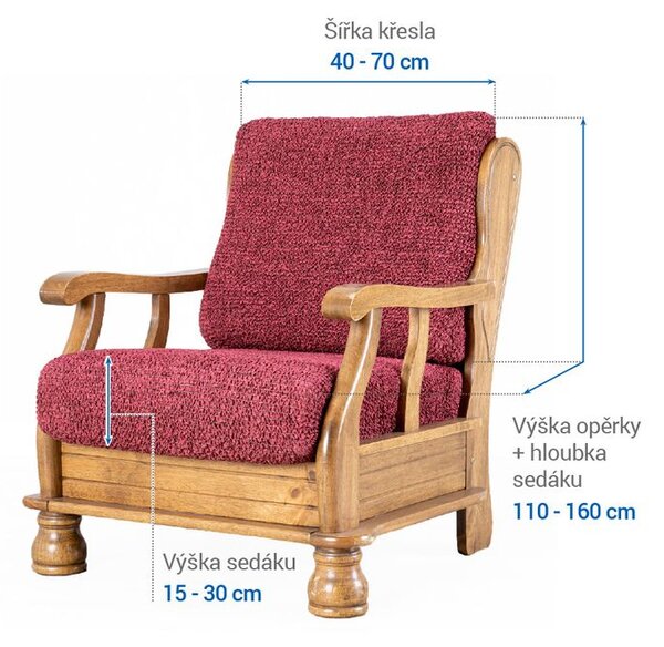 Huse bielastice VITTORIA bordo fotoliu cu manere de lemn (l. 40 - 70 cm)