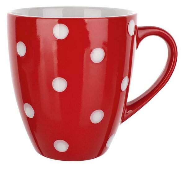 Set căni din ceramică PUNCTE, roşii, 400 ml, 2 buc