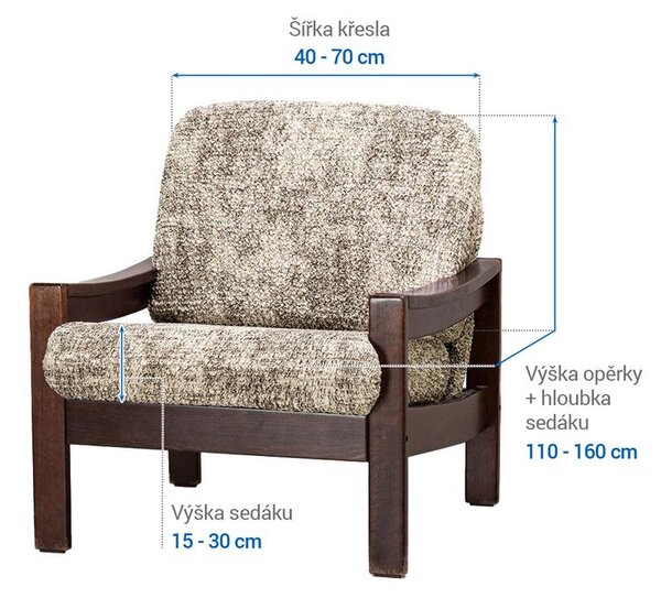 Huse bielastice MARMO bej fotoliu cu manere de lemn (l. 40 - 70 cm)