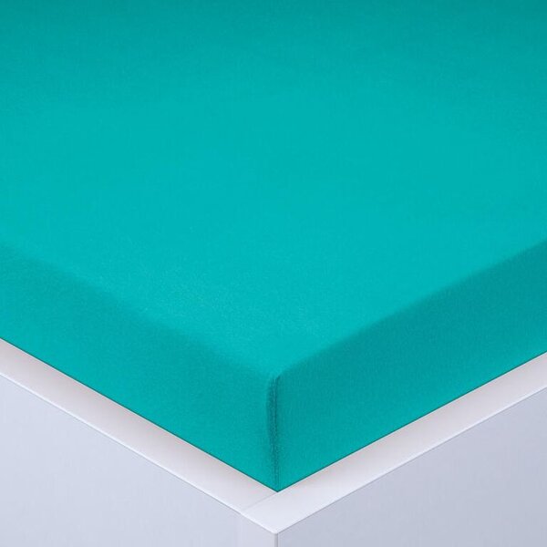 Cearşaf cu elastic jersey EXCLUSIVE verde turcoaz 90 x 200 cm
